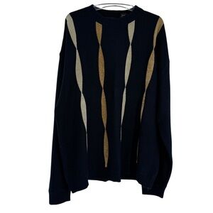 Jason Evans 3D Knit Grandpa Sweater Mens Size 3X Blue Gold Y2K Vintage